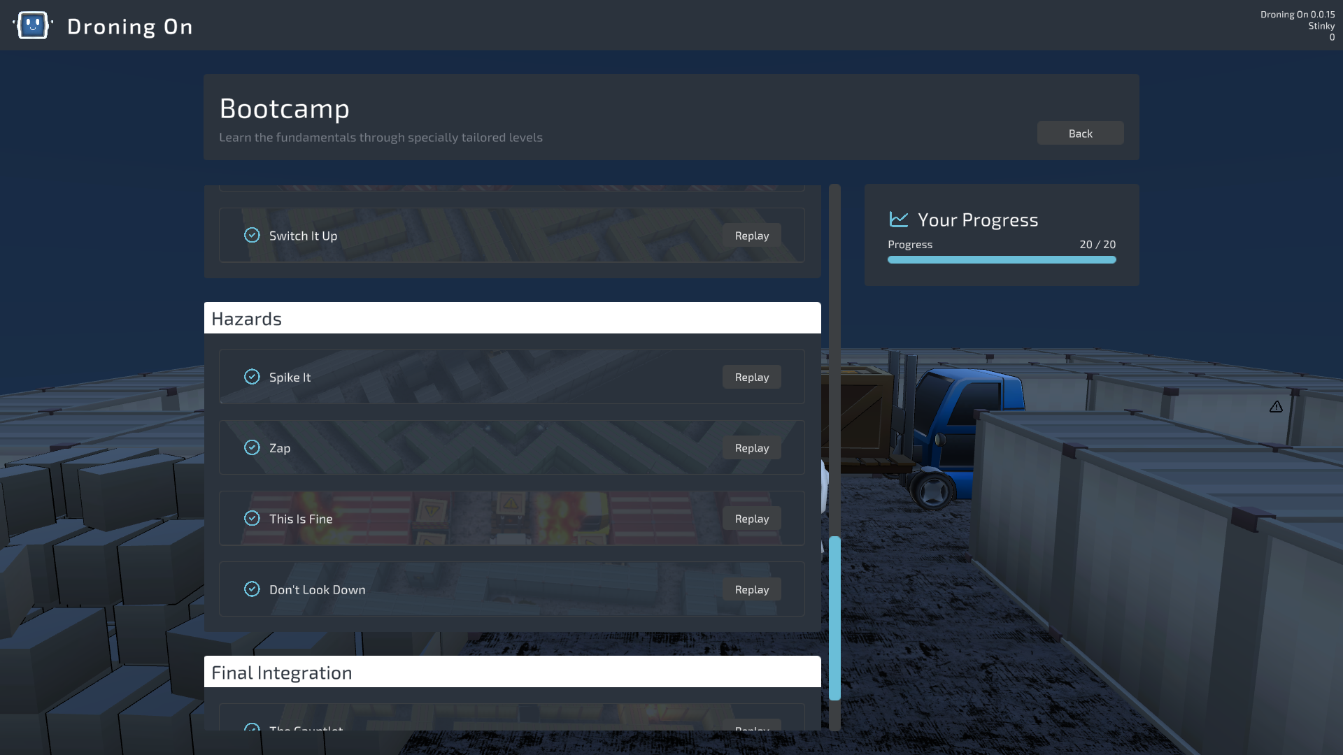 Bootcamp mode menu